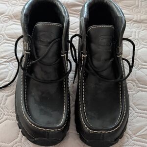 Marc Ecko Dark Leather Boots with Contrast Stitching